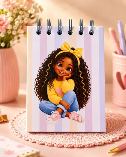 Caderno listrado com capa pastel e encadernação em espiral